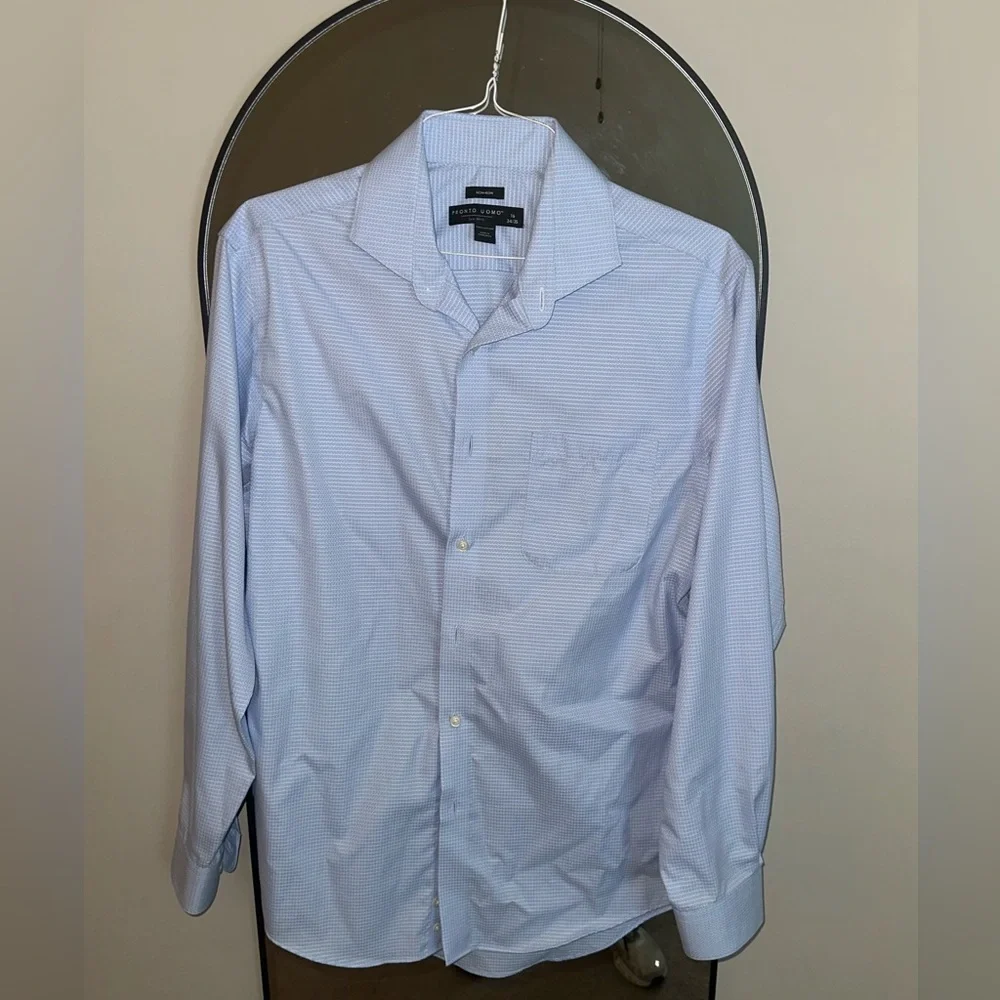 Pronto Uomo Sky Blue Textured Shirt - Picture 2 of 3